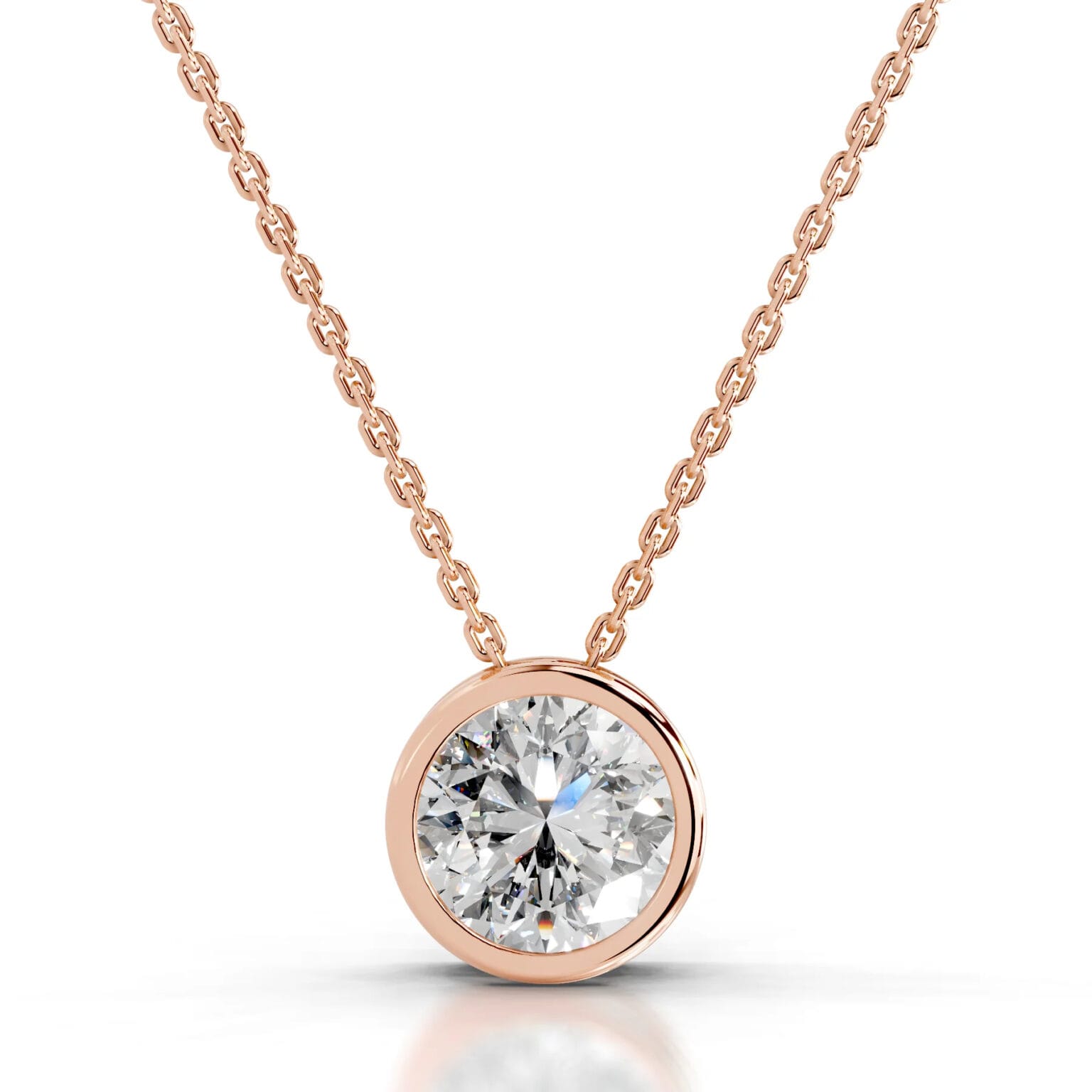Beyonce Round Shape Solitaire Bezel Lab Grown Diamond Pendant - Image 3