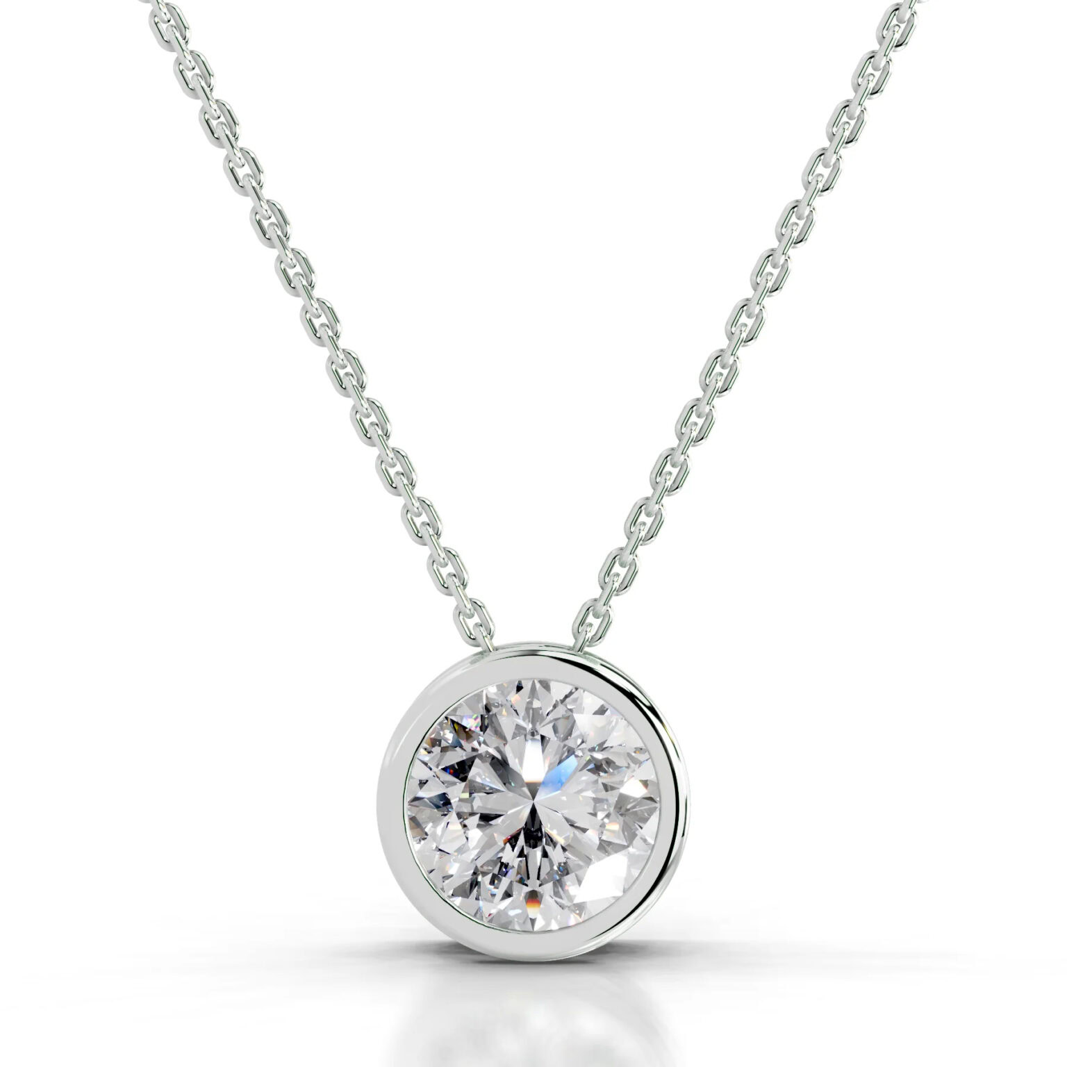 Beyonce Round Shape Solitaire Bezel Lab Grown Diamond Pendant - Image 2
