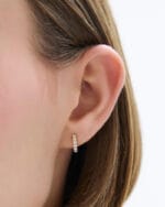 Petite Jumbo Lab Grown Diamond Huggies Earrings  14K Solid Gold - Image 4