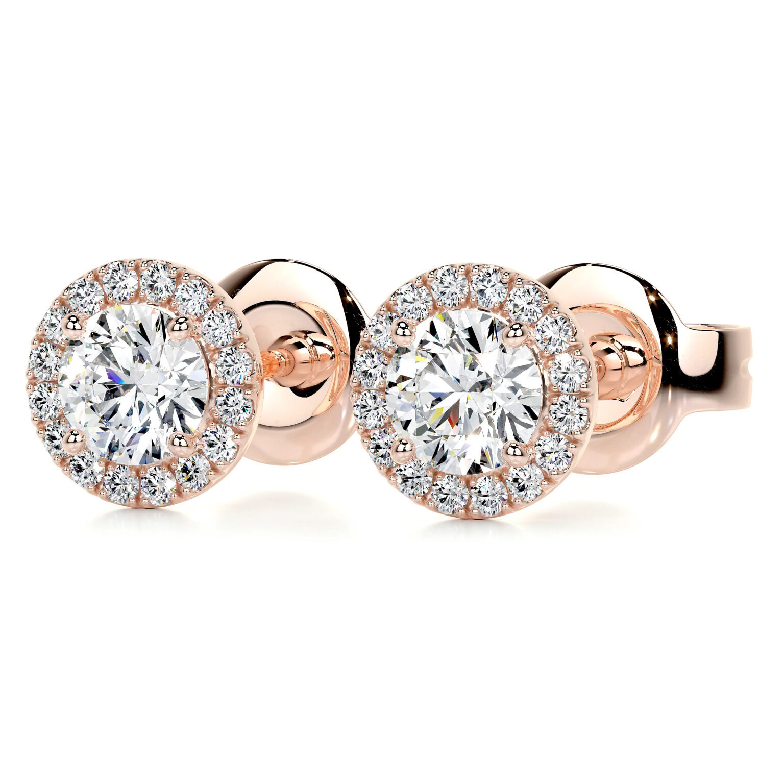 Courtney Lab Grown Diamond Earrings Round Halo Earrings  IGI  E/VS-VVS/EX - Image 3