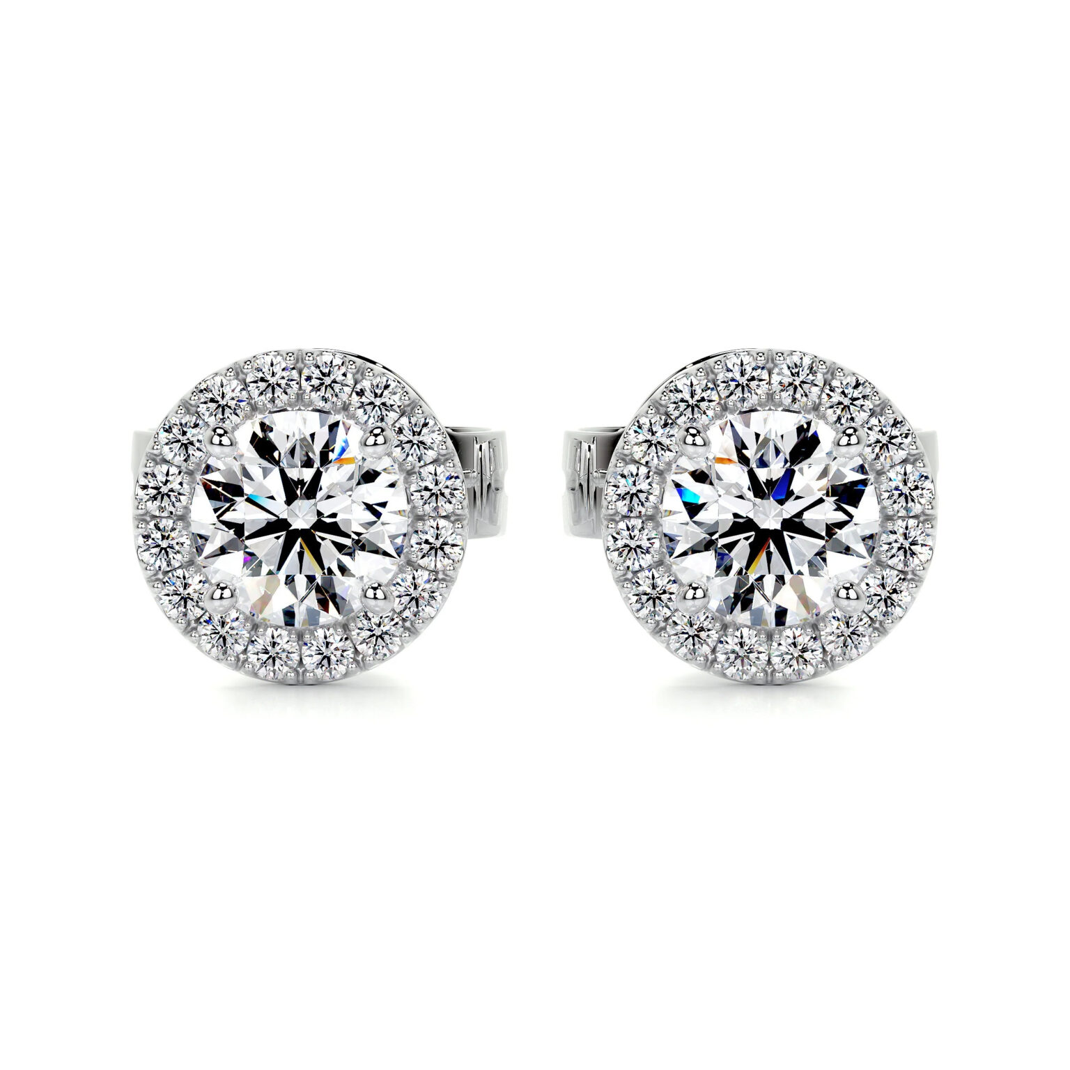Courtney Lab Grown Diamond Earrings Round Halo Earrings  IGI  E/VS-VVS/EX - Image 4