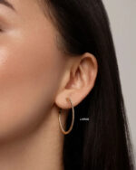 Lab Grown Diamond Hoops Huge Circle Earrings  14K Solid Gold - Image 9