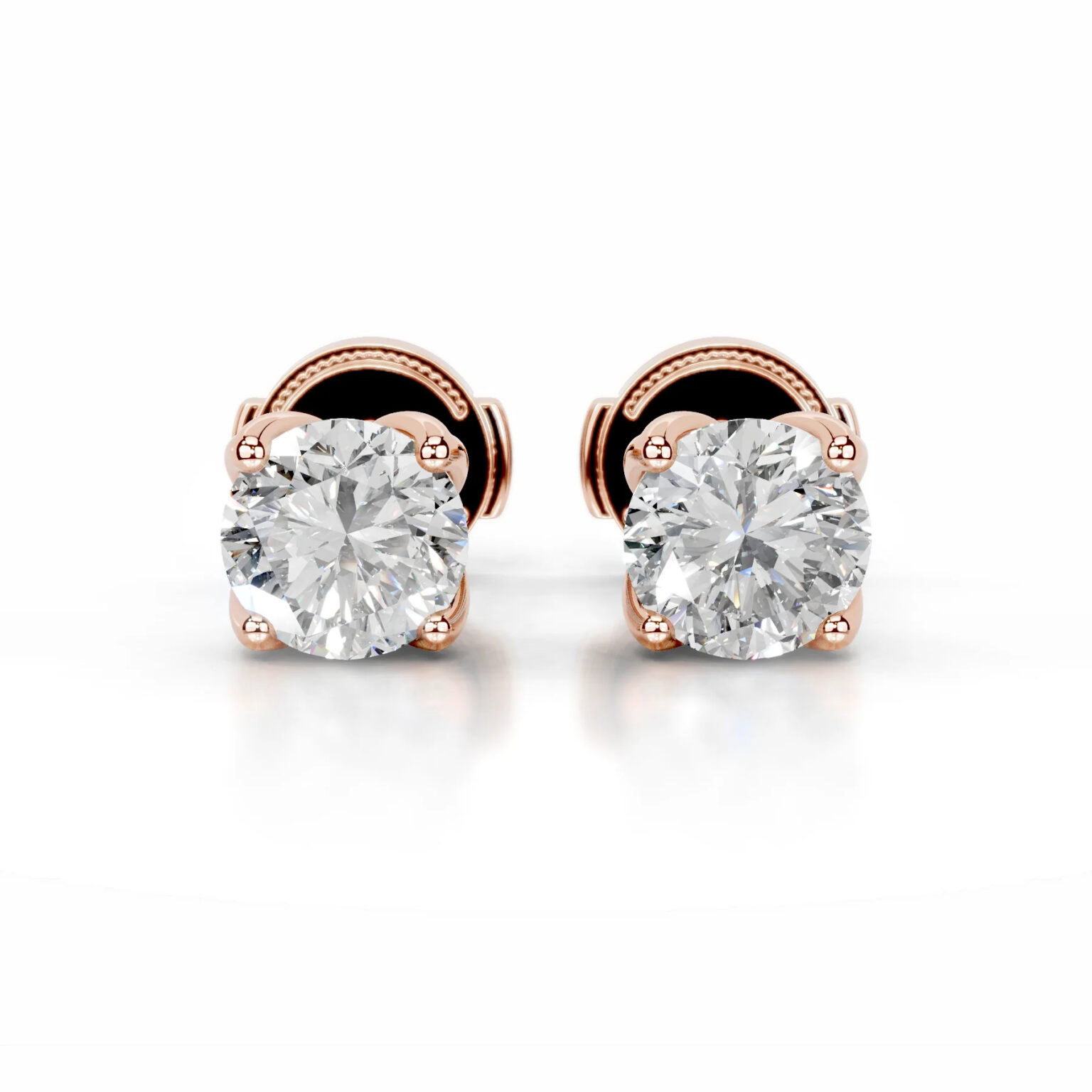 Doris Lab Grown Diamond Stud Earrings  Round  Solitaire Earrings  IGI  E/VS/EX - Image 3