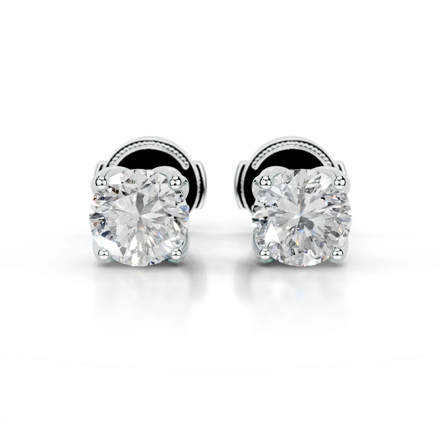 Doris Lab Grown Diamond Stud Earrings  Round  Solitaire Earrings  IGI  E/VS/EX - Image 1