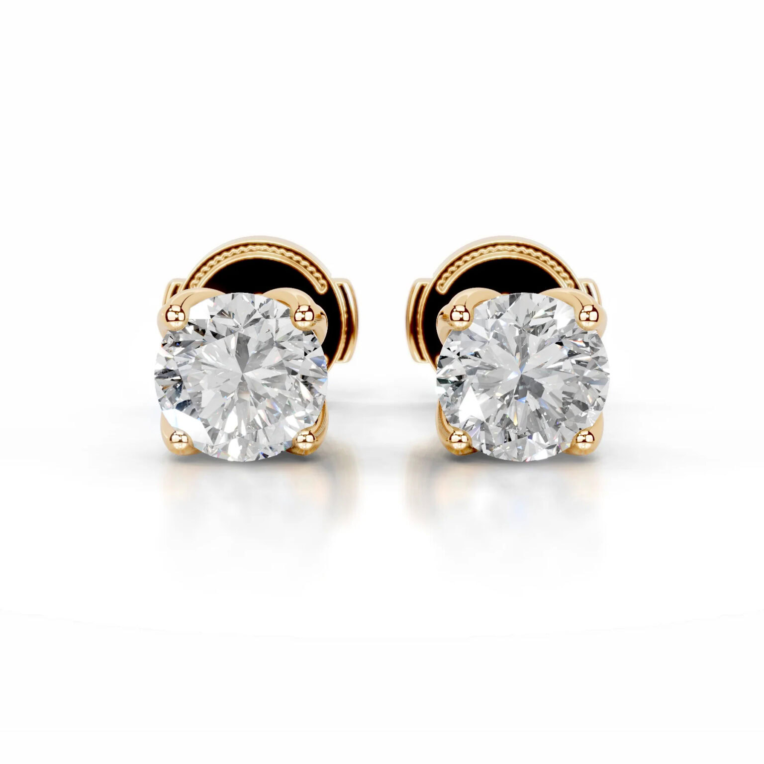 Doris Lab Grown Diamond Stud Earrings  Round  Solitaire Earrings  IGI  E/VS/EX - Image 2