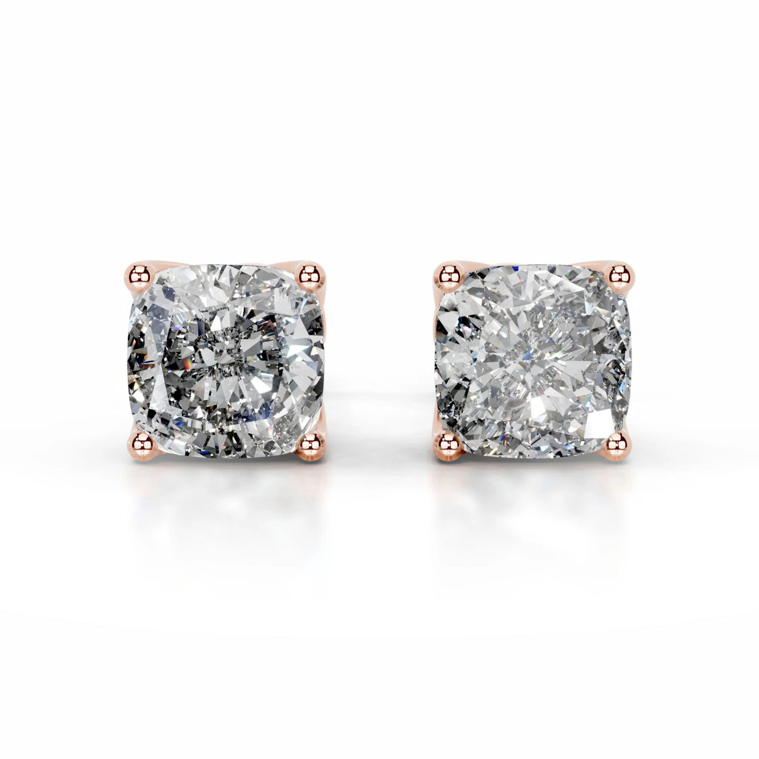 Doris Lab Grown Diamond Stud Earrings Square Cushion Solitaire Earrings  IGI  E/VS-VVS/EX - Image 3