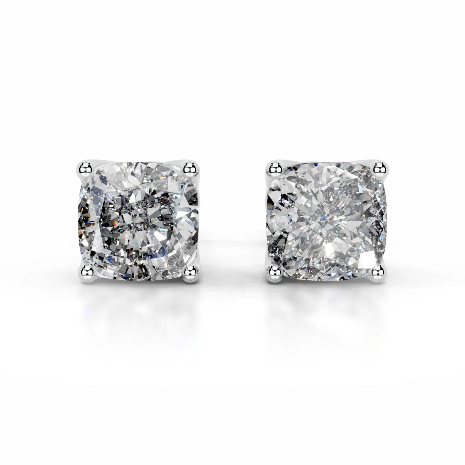 Doris Lab Grown Diamond Stud Earrings Square Cushion Solitaire Earrings  IGI  E/VS-VVS/EX - Image 1
