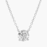 Four Prong Basket Round Solitaire Lab Grown Diamond Pendant Classic Necklace ( E / VS-VVS/EX) - Image 6