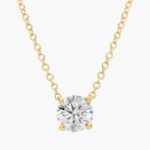 Four Prong Basket Round Solitaire Lab Grown Diamond Pendant Classic Necklace ( E / VS-VVS/EX)