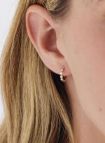 Graduated Single Prong Diamond Huggies Earrings Lab Grown Diamond 14K Solid Gold - Image 7