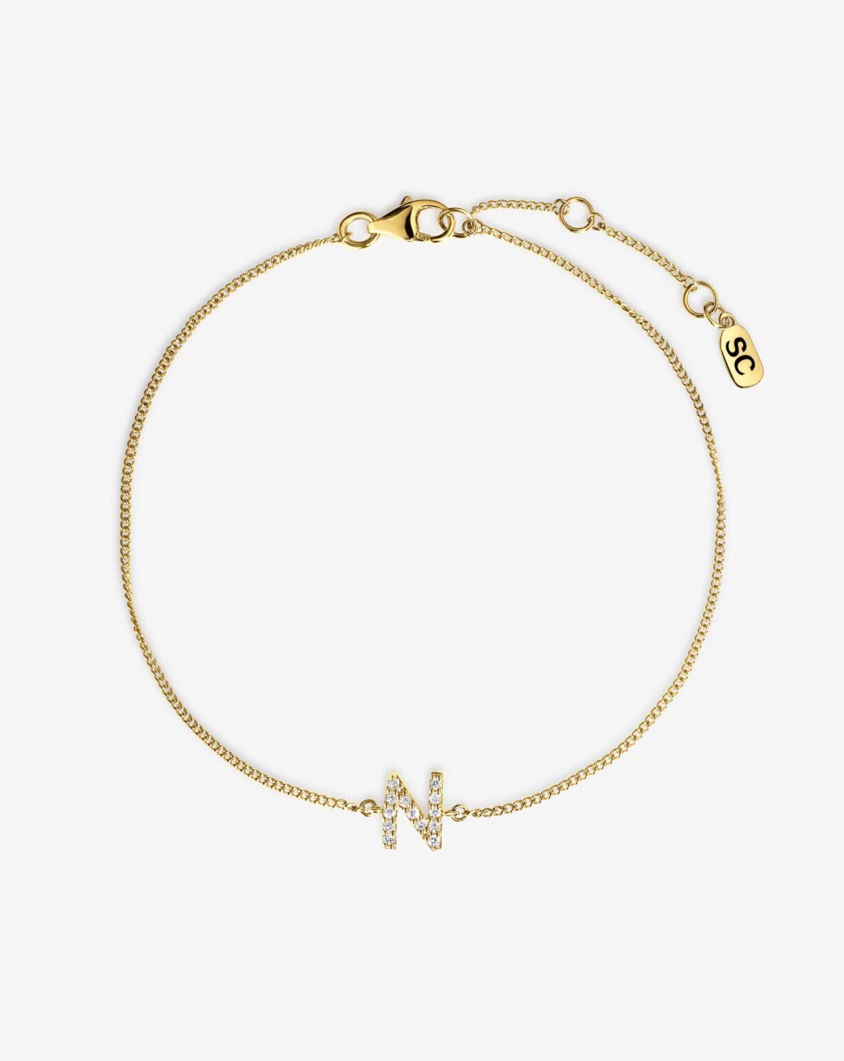 Initial Bracelet Letter Lab Grown Diamond  Bracelet - Image 1