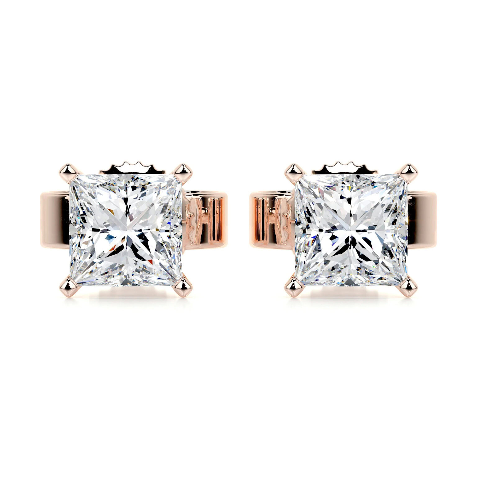 Jamie Lab Grown Diamond Stud Earrings Princess Solitaire Earrings  IGI  E/VS-VVS/EX - Image 3