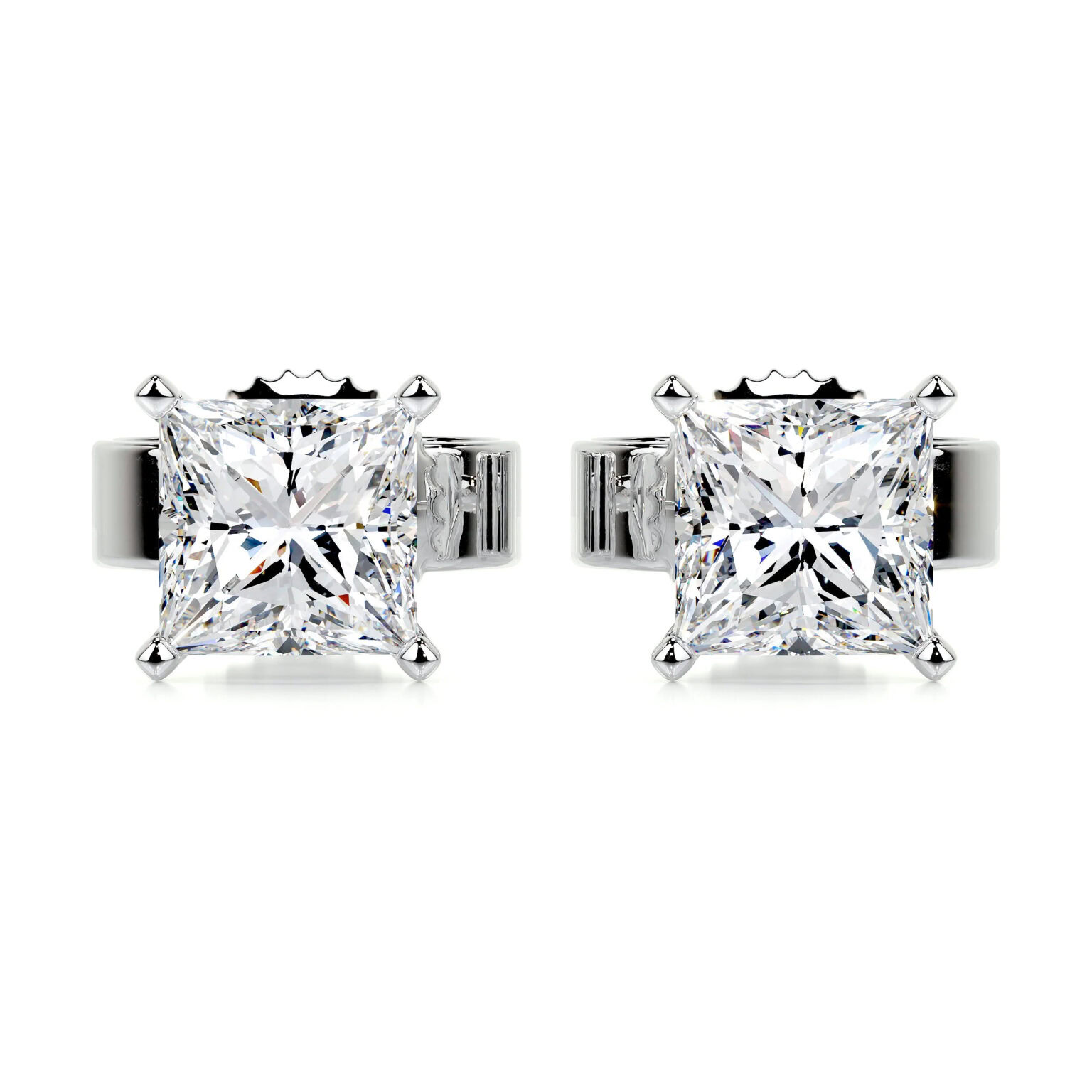 Jamie Lab Grown Diamond Stud Earrings Princess Solitaire Earrings  IGI  E/VS-VVS/EX - Image 1