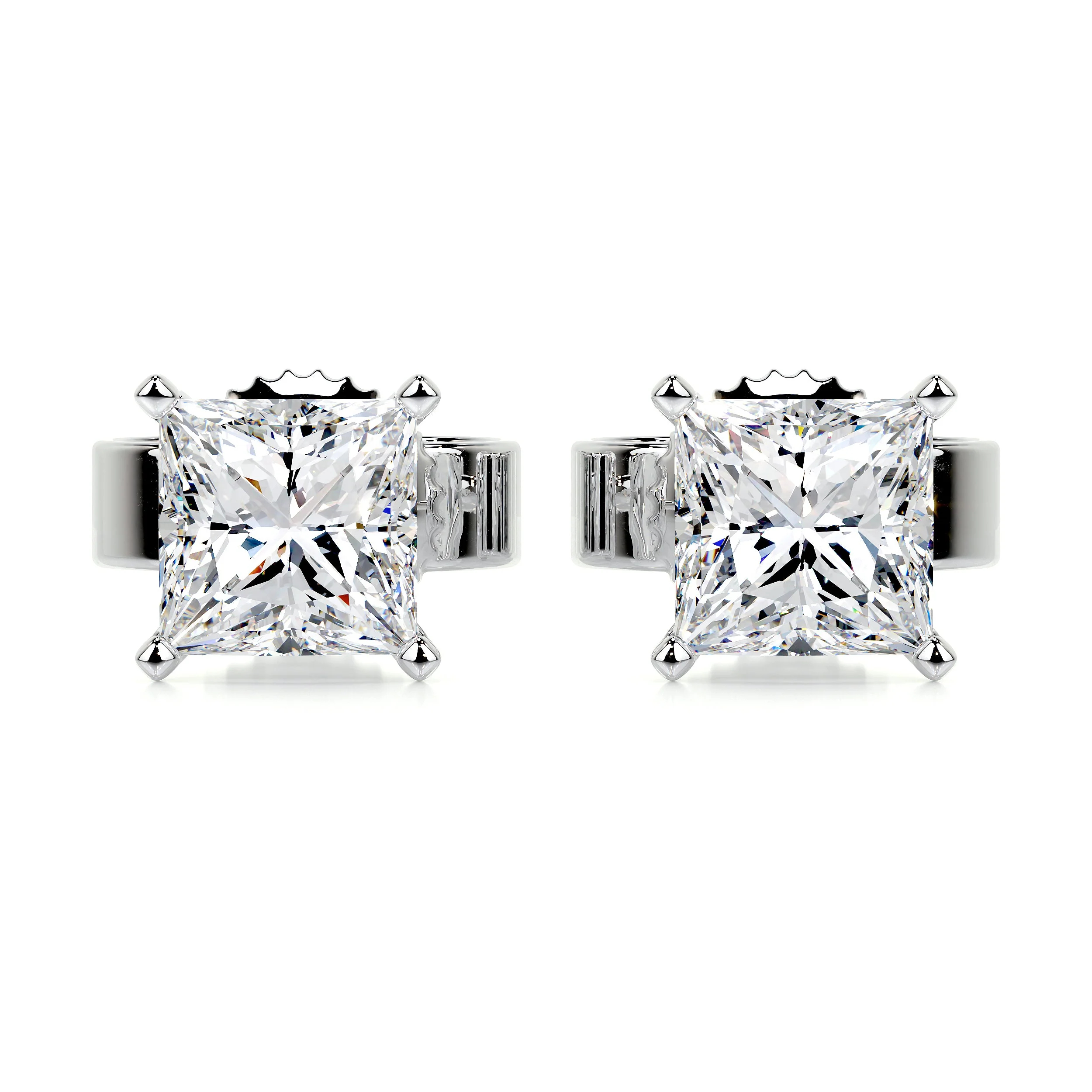 Jamie Lab Grown Diamond Earrings -14K White Gold (1) Jamie Lab Grown Diamond Stud Earrings Princess Solitaire Earrings IGI E/VS-VVS/EX - Image 1