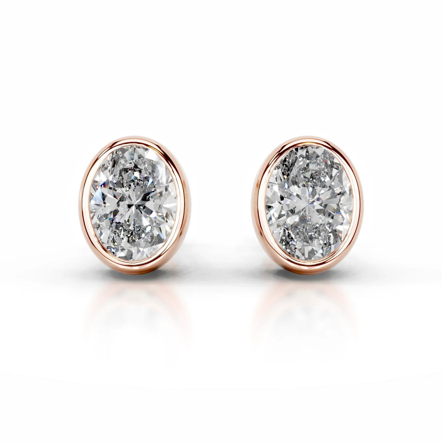 Janice Lab Grown Diamond Stud Earrings Oval Bezel Earrings  IGI  E/VS-VVS/EX - Image 3