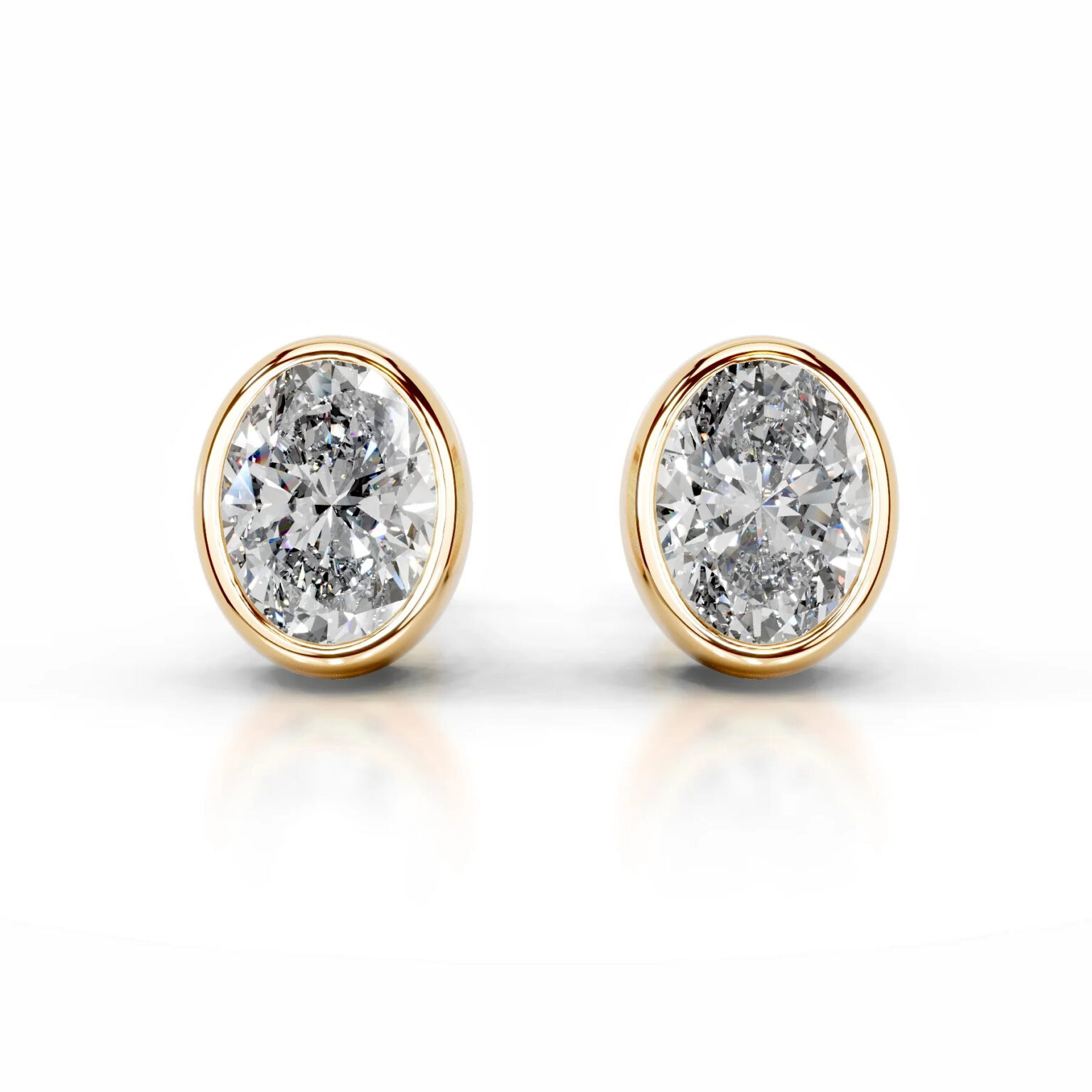 Janice Lab Grown Diamond Stud Earrings Oval Bezel Earrings  IGI  E/VS-VVS/EX - Image 1