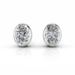 Janice Lab Grown Diamond Stud Earrings Oval Bezel Earrings  IGI  E/VS-VVS/EX - Image 2