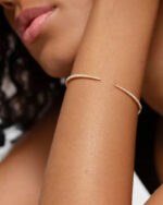 Lab Grown Diamond Claw Cuff Halfway Around Bangle - Image 2