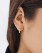 Jumbo Lab Grown Diamond Huggies Earrings  14K Solid Gold - Image 3