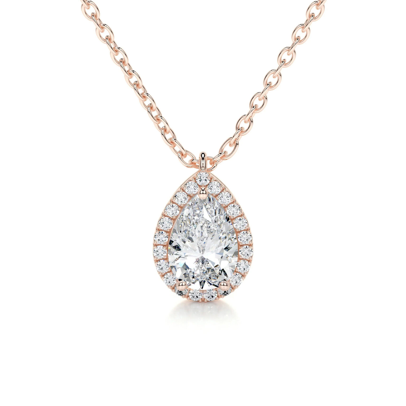 Nancy Pear Halo Lab Grown Diamond Pendant - Image 4