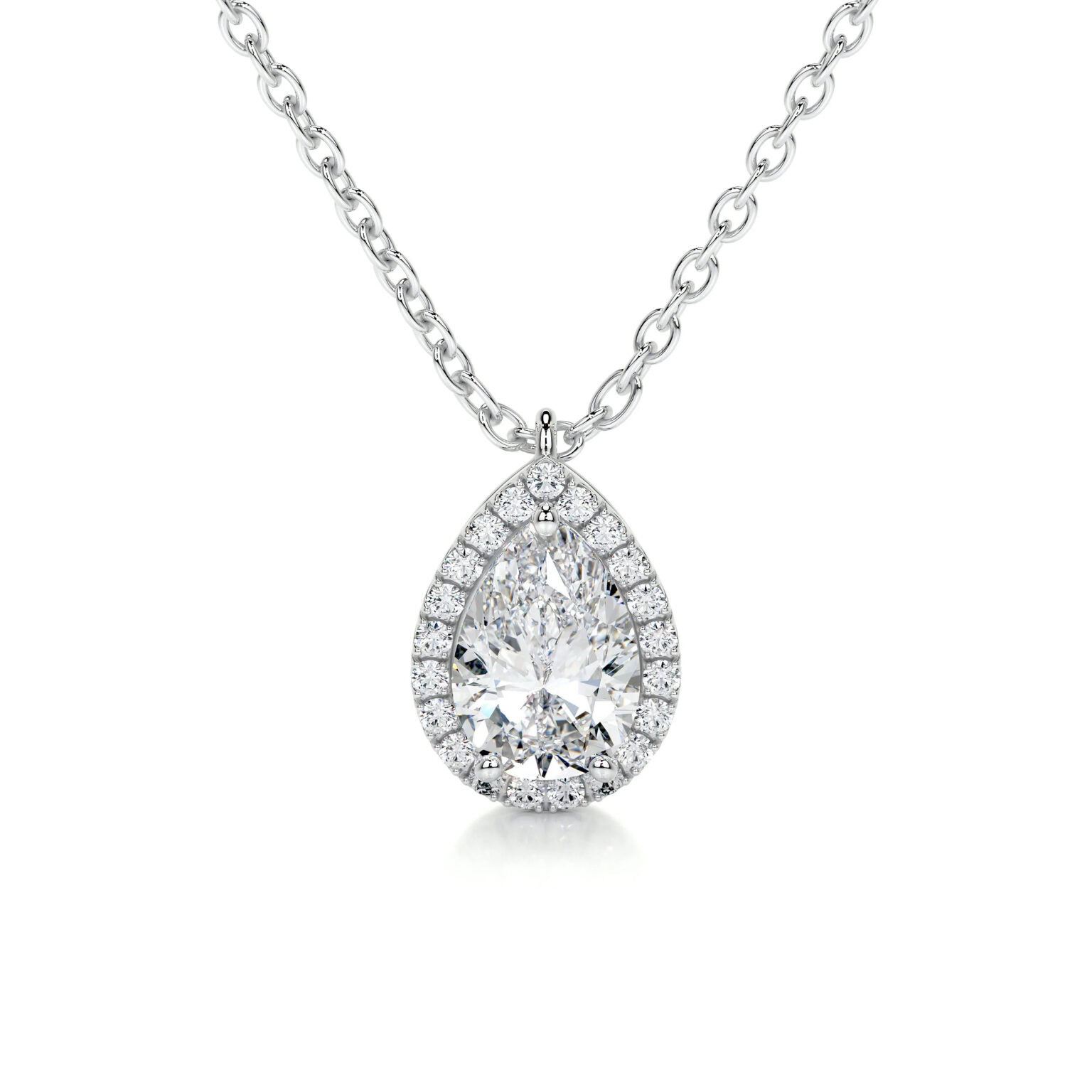 Nancy Pear Halo Lab Grown Diamond Pendant - Image 1