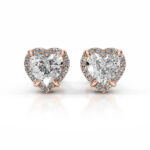 Courtney Heart Brilliant Halo Stud Earrings Lab Grown Diamond Earrings IGI  E/VS-VVS/EX - Image 3