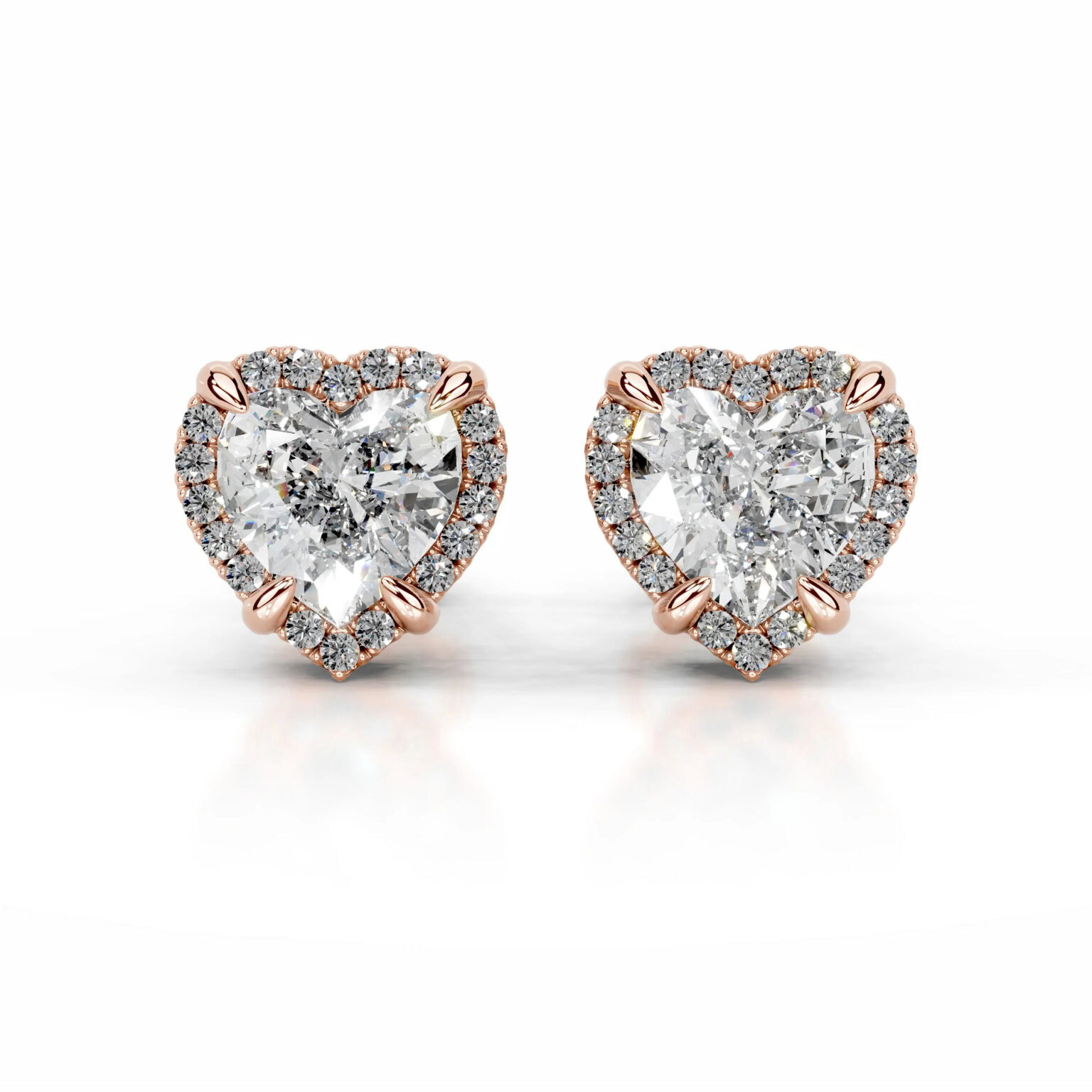 Courtney Heart Brilliant Halo Stud Earrings Lab Grown Diamond Earrings IGI  E/VS-VVS/EX - Image 3