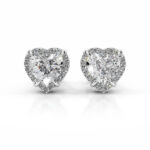 Courtney Heart Brilliant Halo Stud Earrings Lab Grown Diamond Earrings IGI  E/VS-VVS/EX