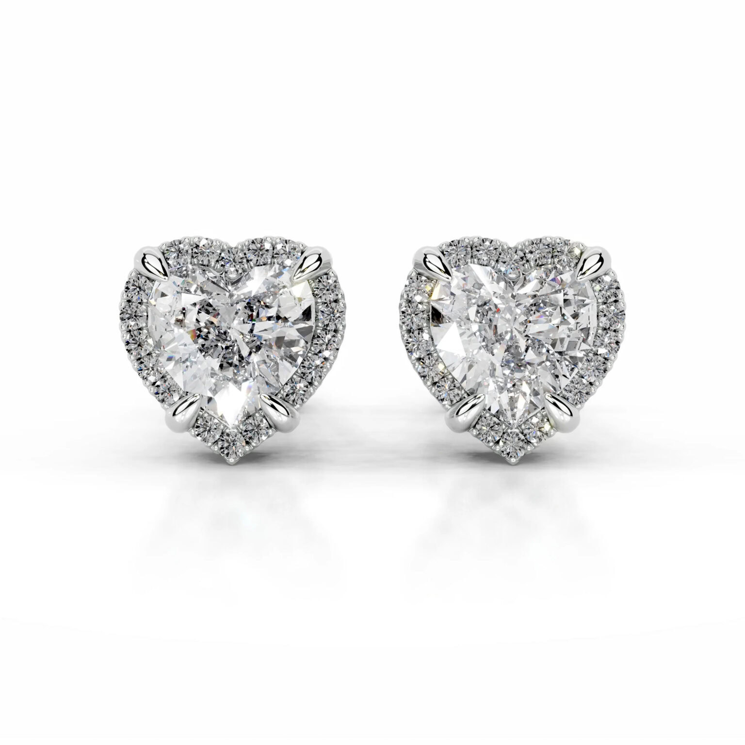 Courtney Heart Brilliant Halo Stud Earrings Lab Grown Diamond Earrings IGI  E/VS-VVS/EX - Image 1