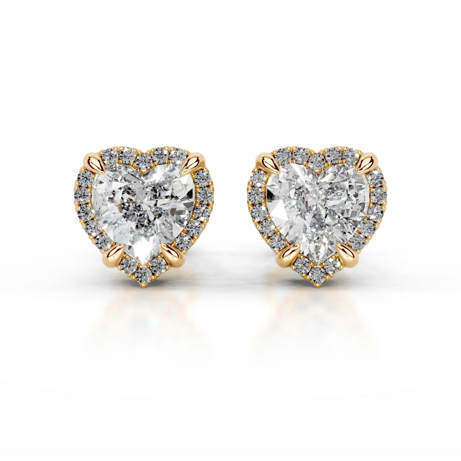 Courtney Heart Brilliant Halo Stud Earrings Lab Grown Diamond Earrings IGI  E/VS-VVS/EX - Image 2