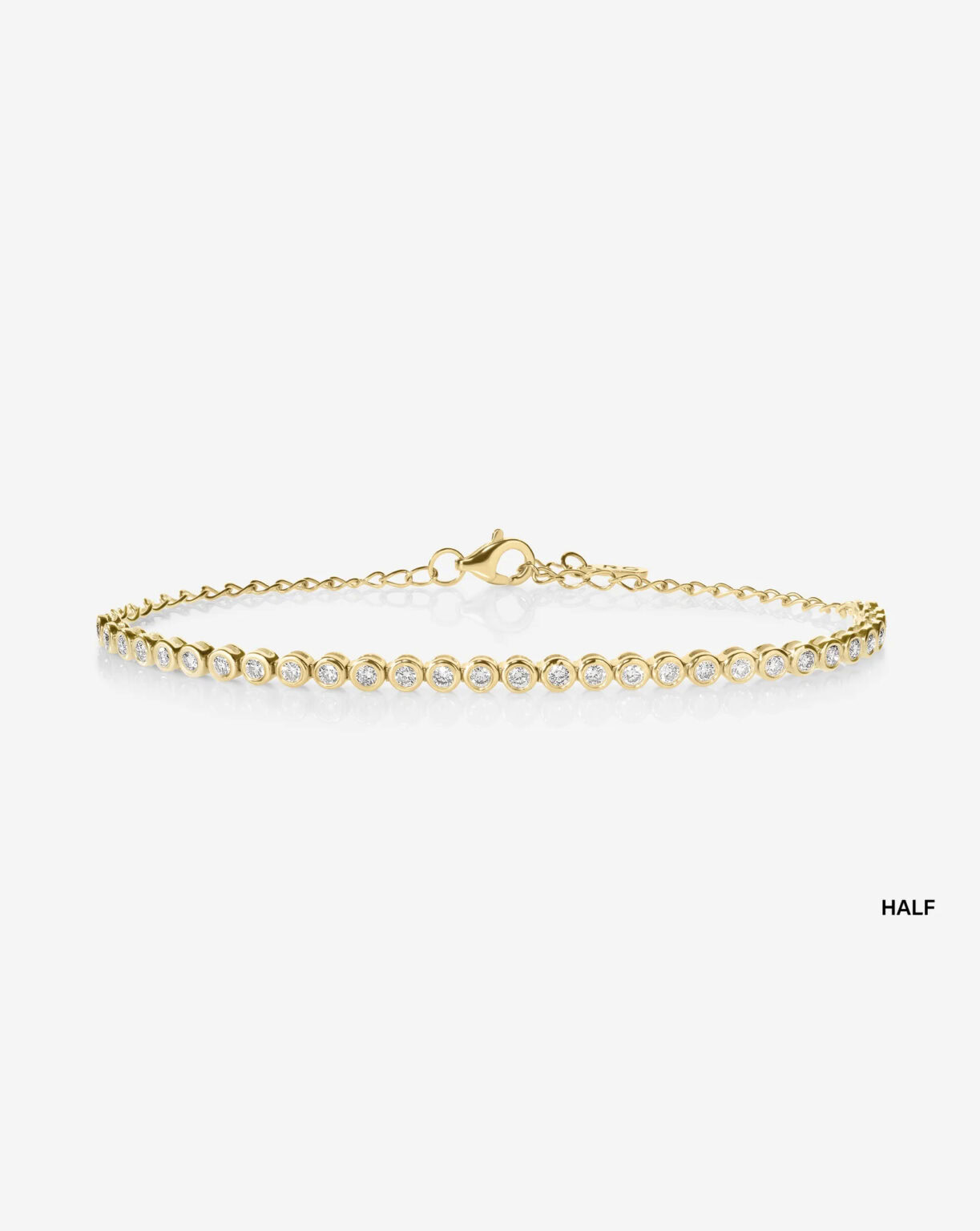 Bezel Mini Diamond Tennis Bracelet  Half Coverage Bubble Bracelet Adjustable Length - Image 1