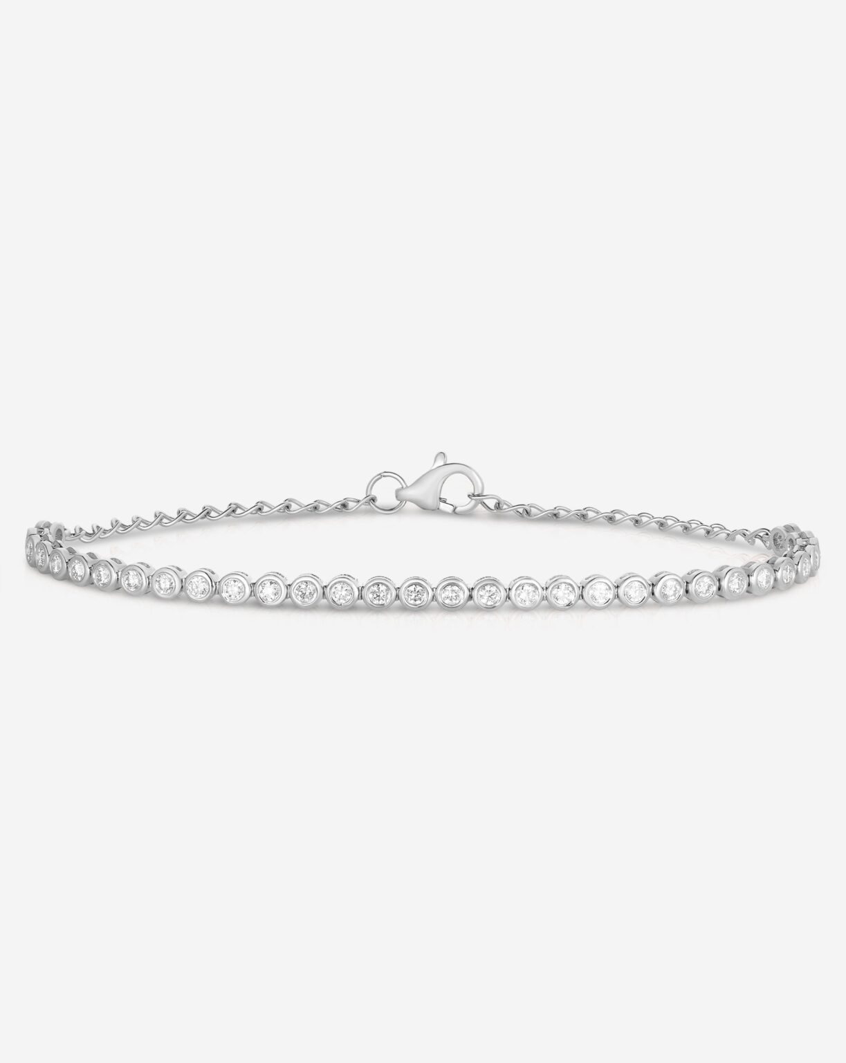 Bezel Mini Diamond Tennis Bracelet  Half Coverage Bubble Bracelet Adjustable Length - Image 7