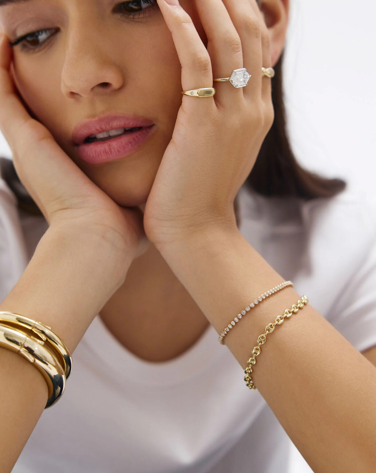 Bezel Mini Diamond Tennis Bracelet  Half Coverage Bubble Bracelet Adjustable Length - Image 6