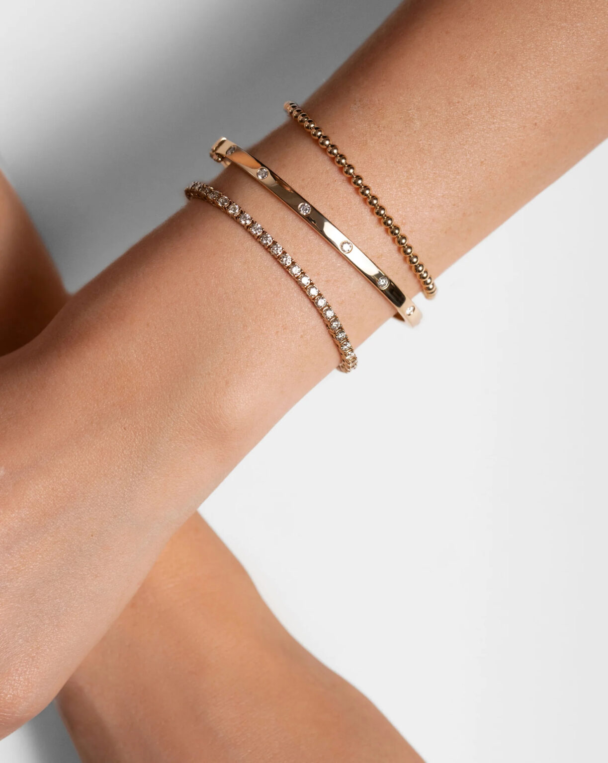 Inlay Lab Grown Diamond Halfway Around Bangle - Image 2