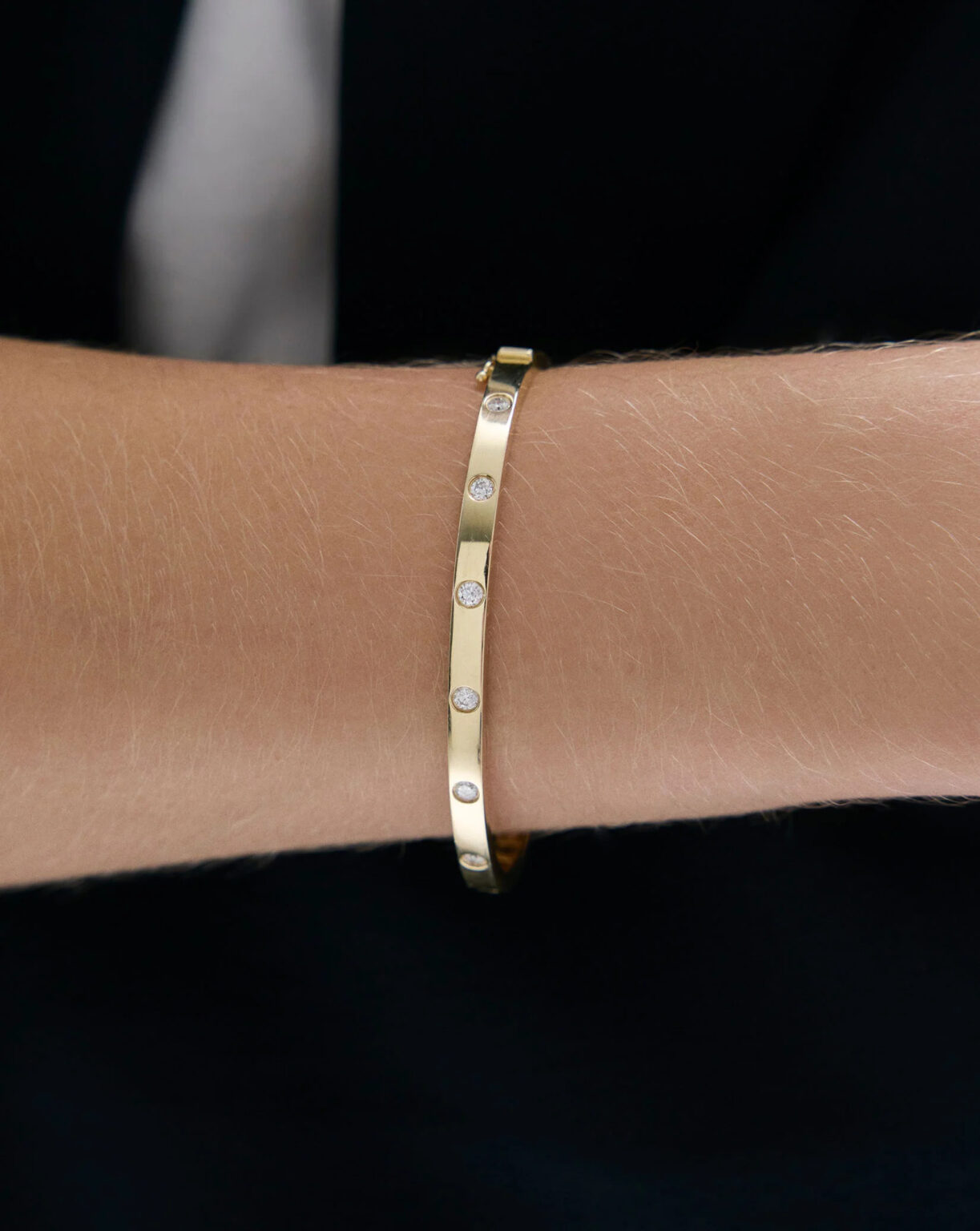 Inlay Lab Grown Diamond Halfway Around Bangle - Image 5