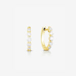 Graduated Single Prong Diamond Huggies Earrings Lab Grown Diamond 14K Solid Gold