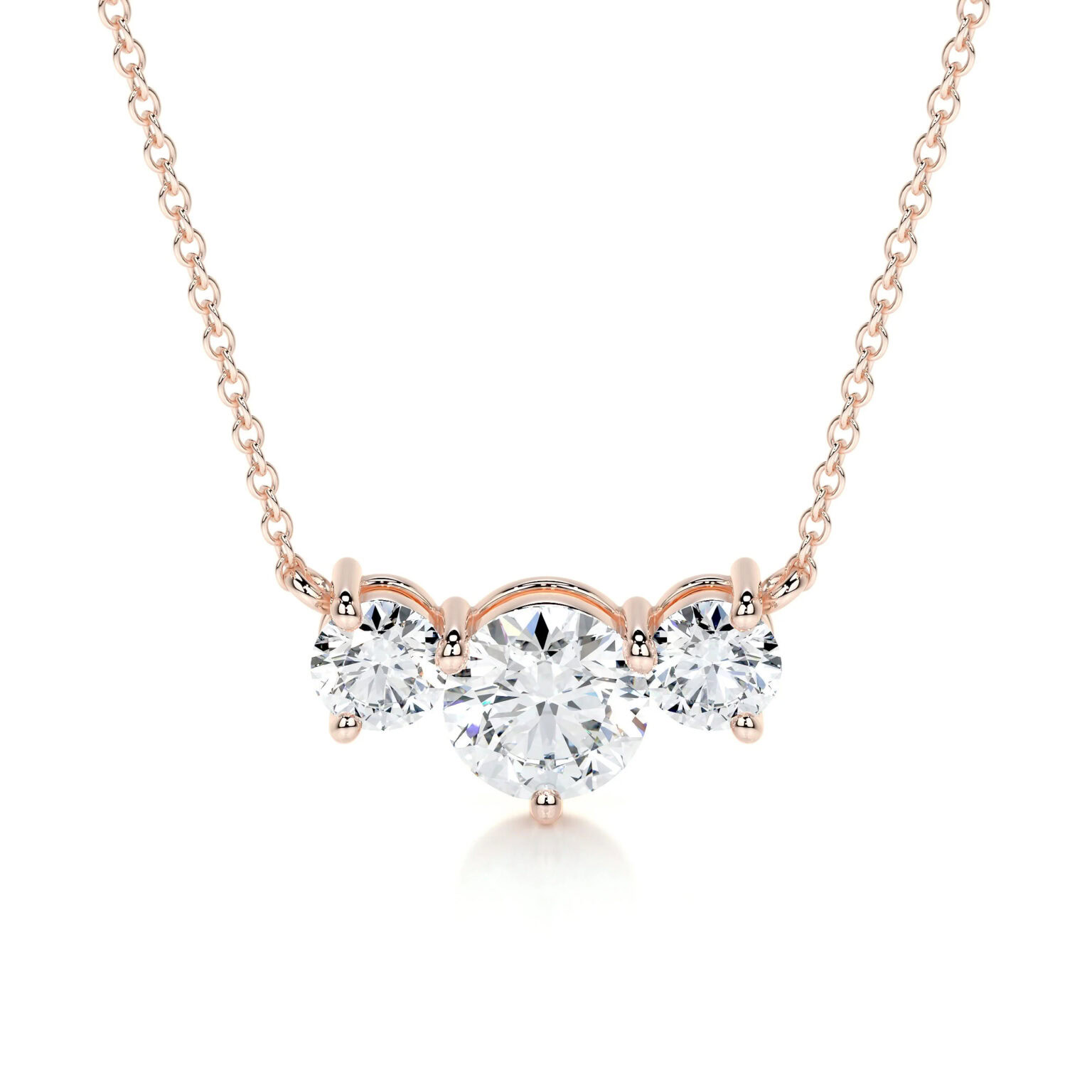 Susan Lab Grown Diamond Pendan 3 Stone Style Necklace - Image 5