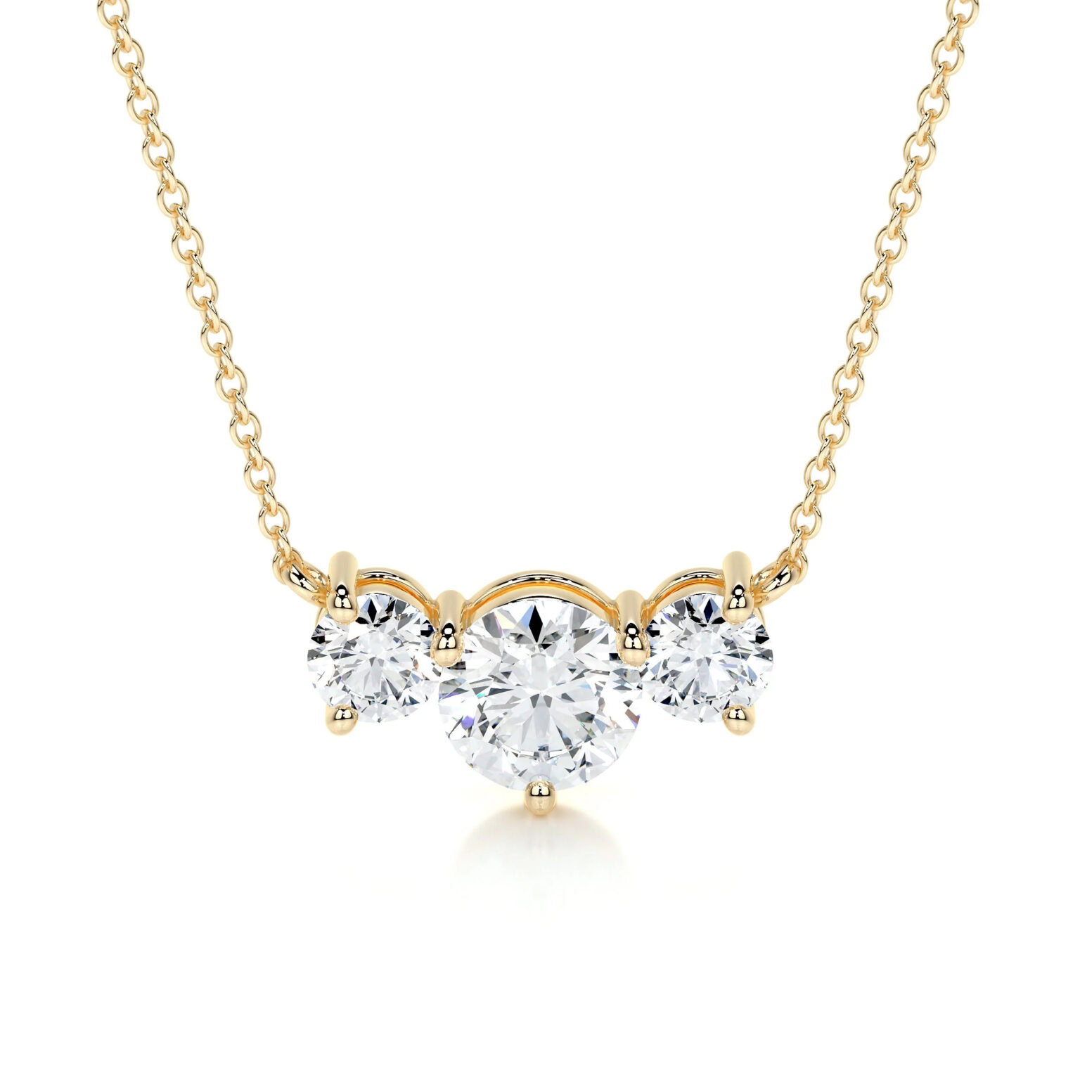 Susan Lab Grown Diamond Pendan 3 Stone Style Necklace - Image 4