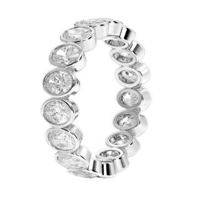 bubble tennis round cut bezel lab grown diamond eternity band stackable wedding ring4