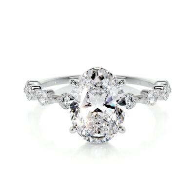 fashion 4 prong oval side stones engagement ring bell lab grown diamond ring sightlycarat jewelry 6