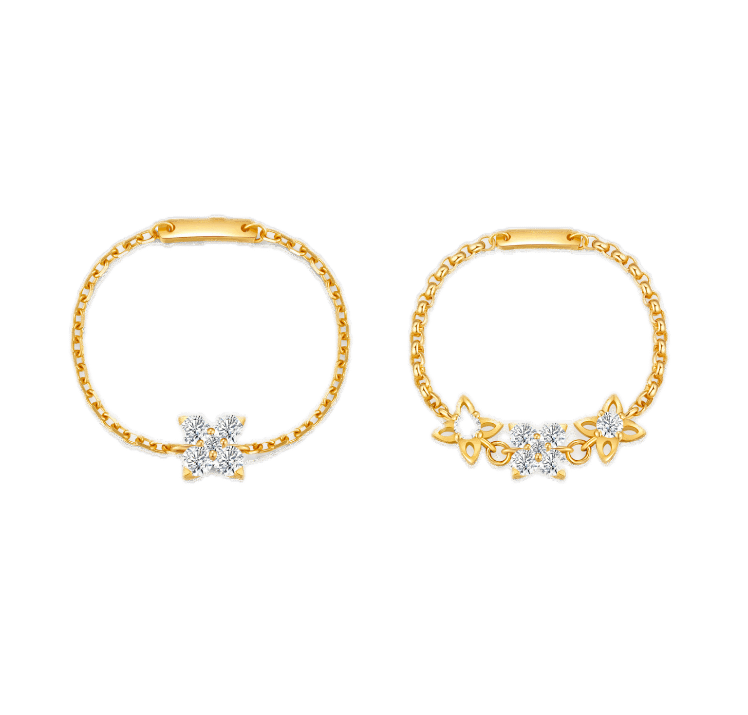 forsythia lab grown diamond ring 18k gold dainty fashion chain stackable ring 1