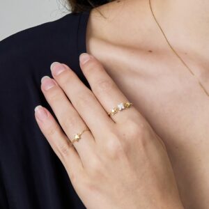 forsythia lab grown diamond ring 18k gold dainty fashion chain stackable ring 2