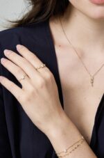 forsythia lab grown diamond ring 18k gold dainty fashion chain stackable ring 3