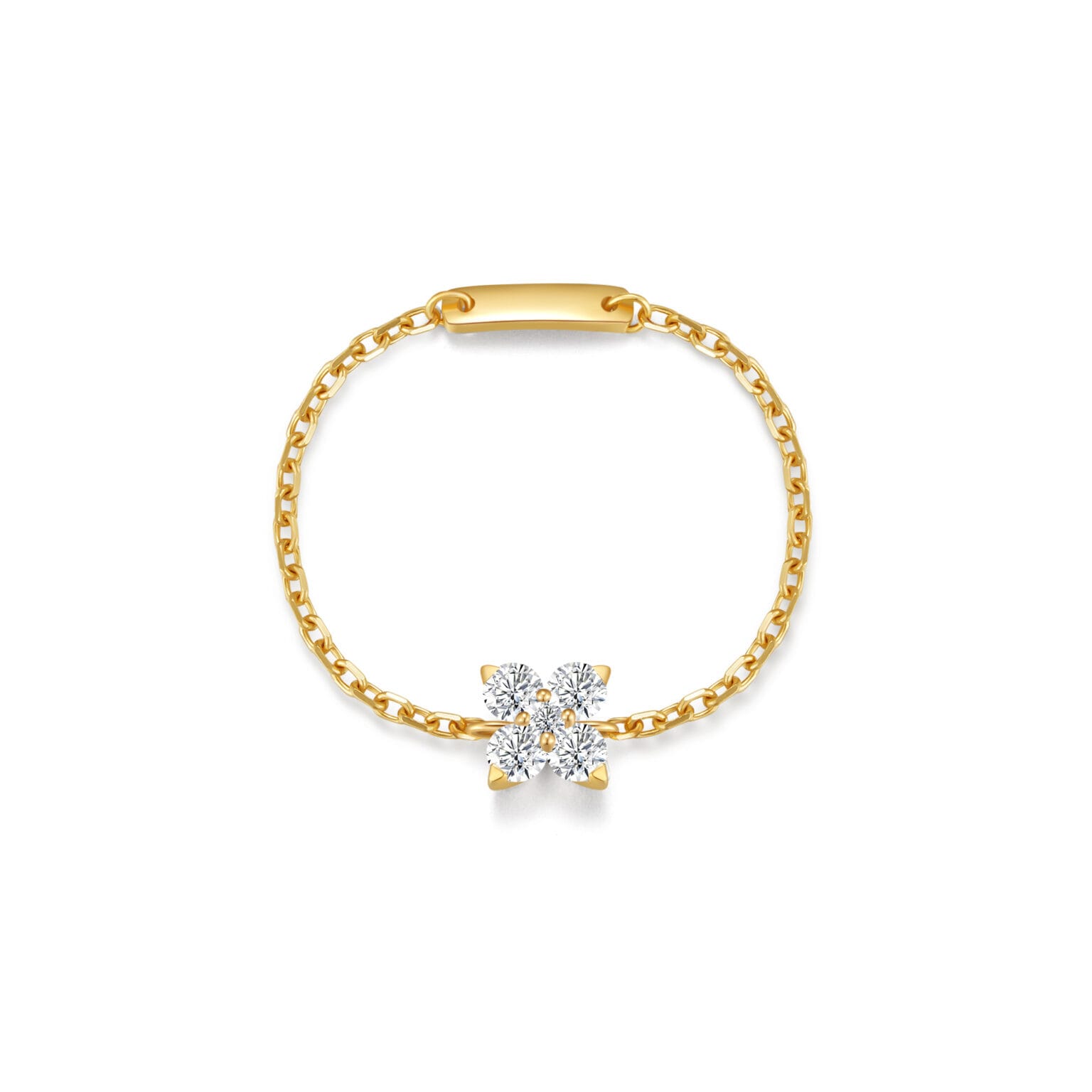 forsythia lab grown diamond ring 18k gold dainty fashion chain stackable ring