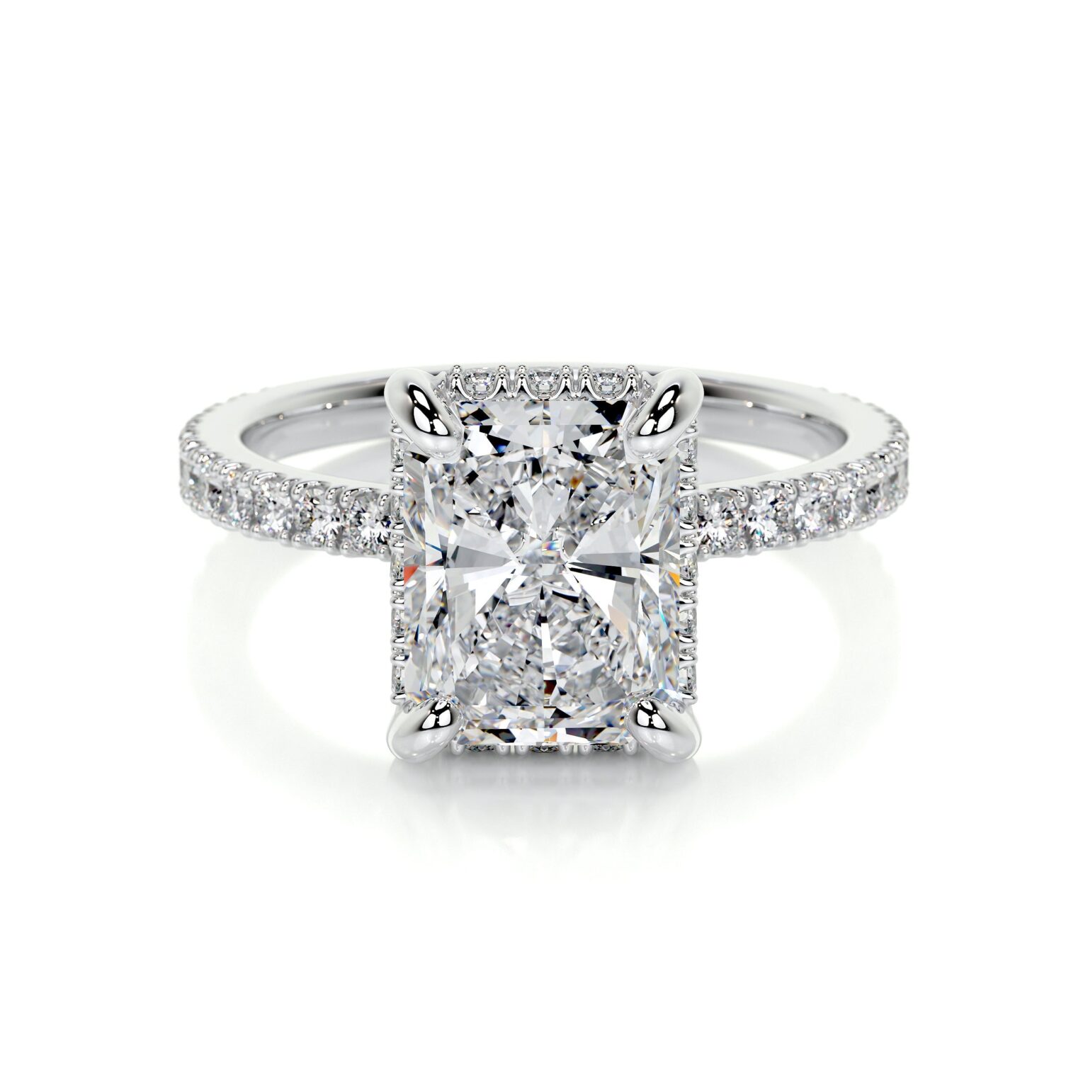 Elongated Radiant Solitaire Engagement Ring Classic 4 Prong Luna  Lab Grown Diamond Ring - Image 1