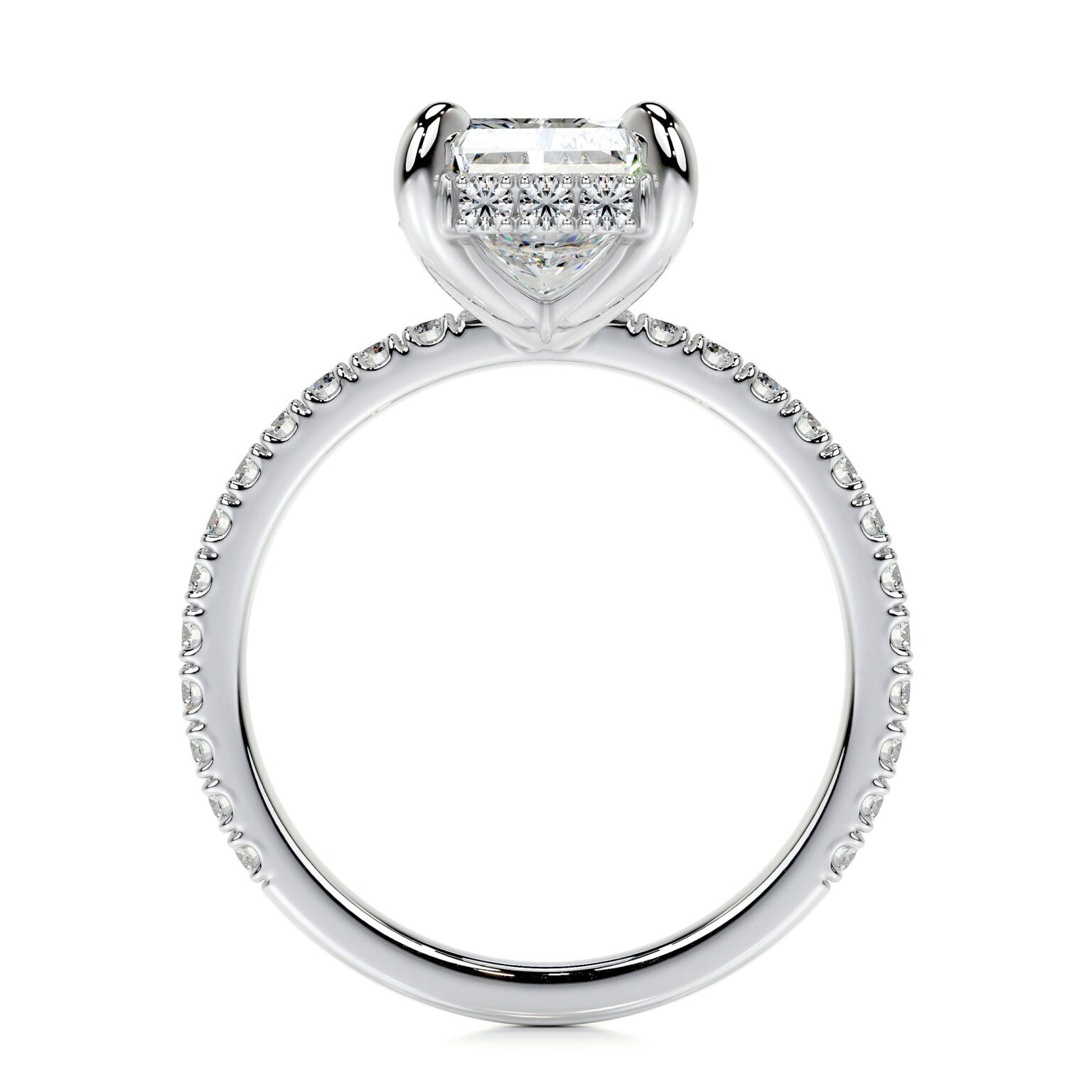 elongated radiant solitaire engagement ring classic 4 prong luna lab grown diamond ring