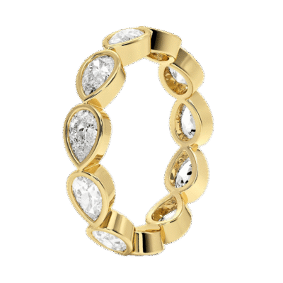 pear cut bezel lab grown diamond eternity band stackable wedding ring 1