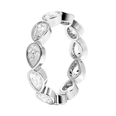 pear cut bezel lab grown diamond eternity band stackable wedding ring 2