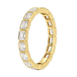 vertical emerald cut bezel lab grown diamond eternity band stackable wedding ring 1