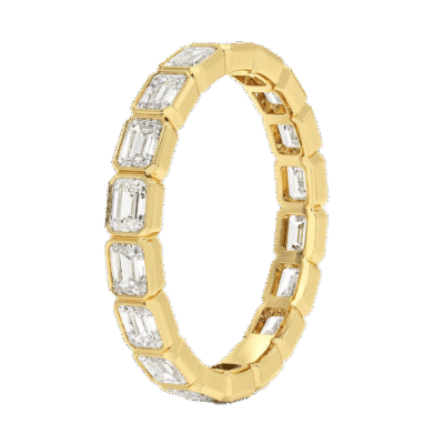 vertical emerald cut bezel lab grown diamond eternity band stackable wedding ring 1
